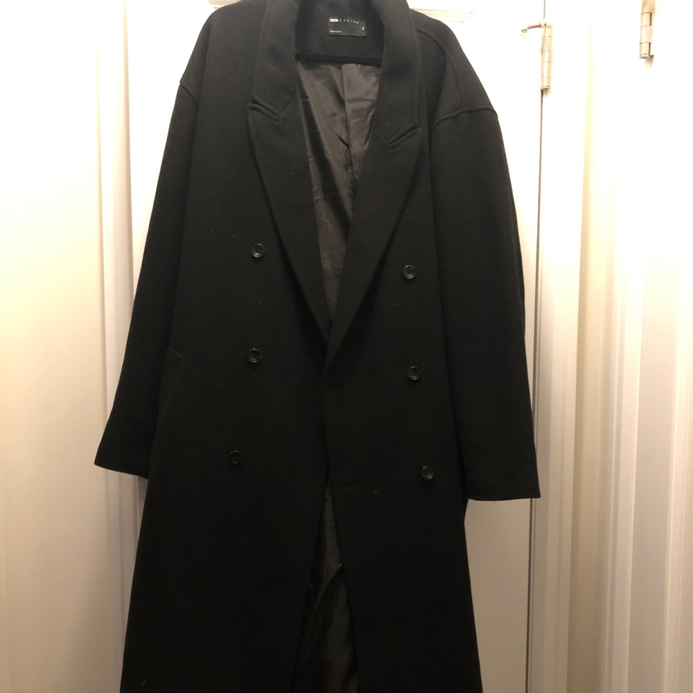 ASOS DESIGN oversized longline wool mix overcoat in black